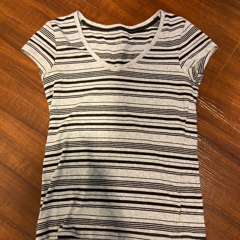 Cotton black striped grey top